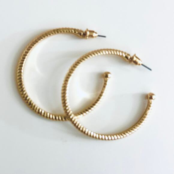 Gold Textured Hoop Earrings - Picture 1 of 2